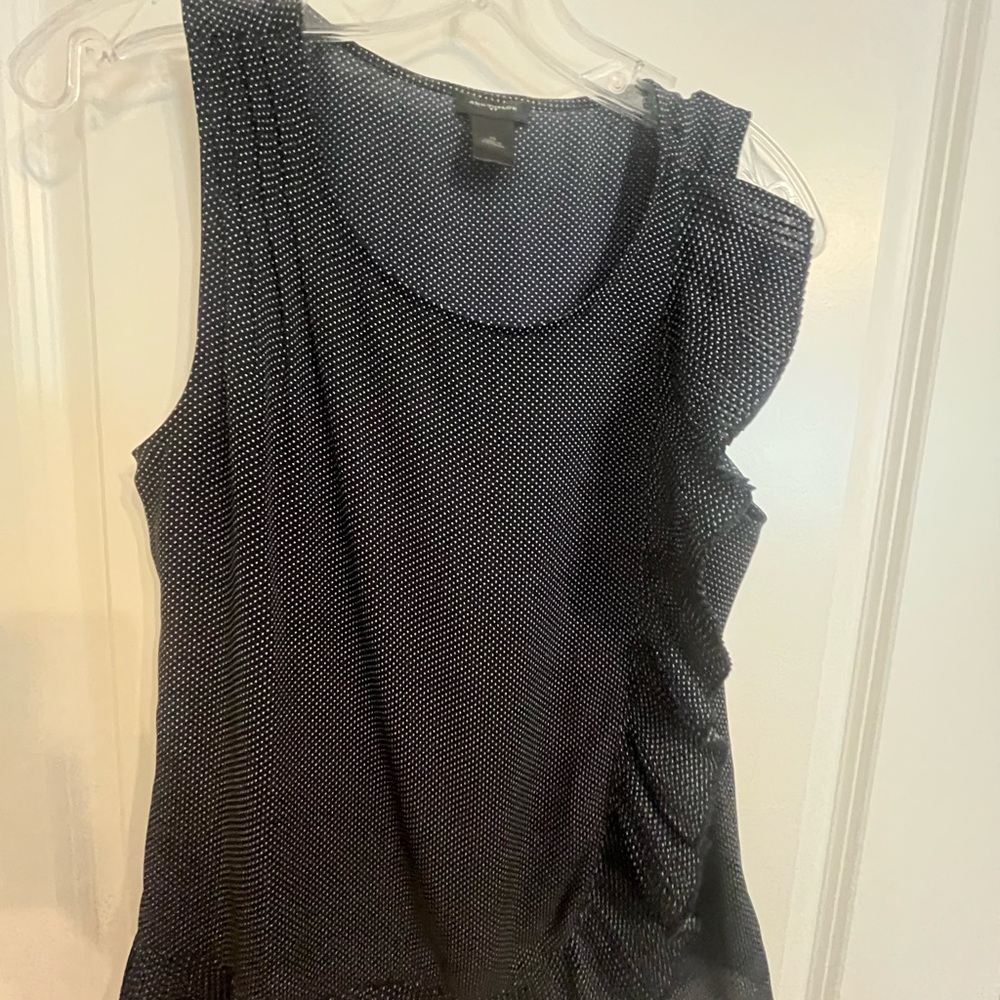 Ann Taylor Navy Blue and White Polka Dot Tank Top